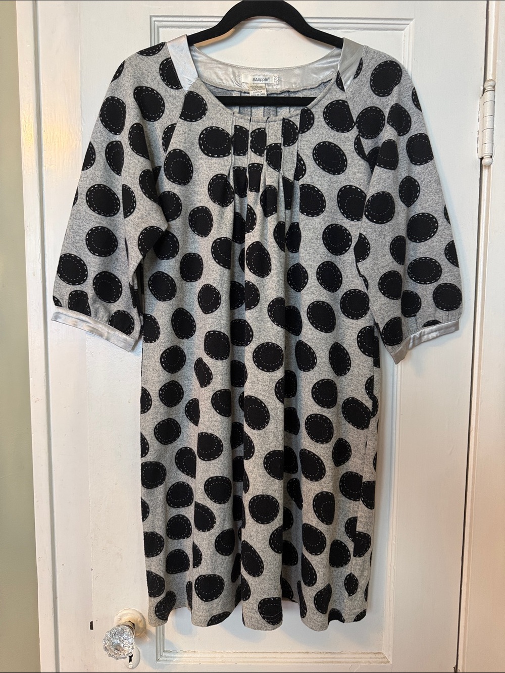 Gray Dress with Black Polka Dots
